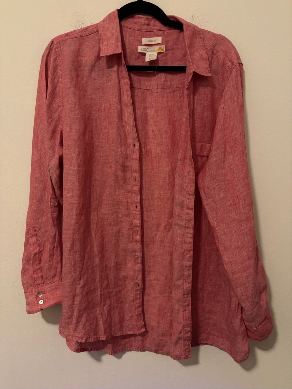 C&C California Dusty Rose Linen Button-Down Shirt